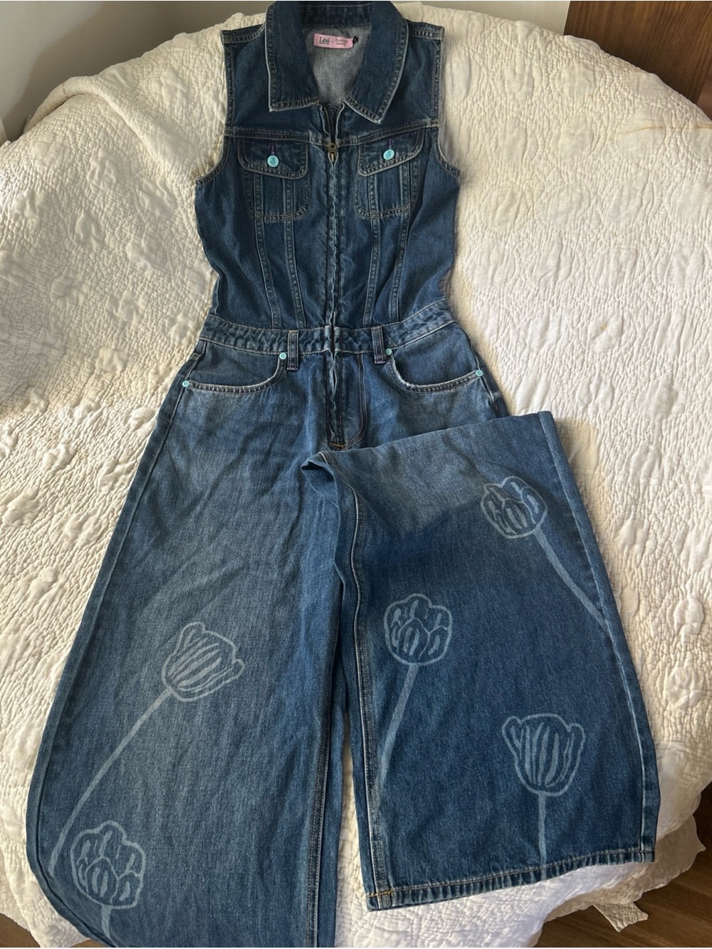 Women's Blue Denim Jean Jumpsuit Lee x Ruhon Wang